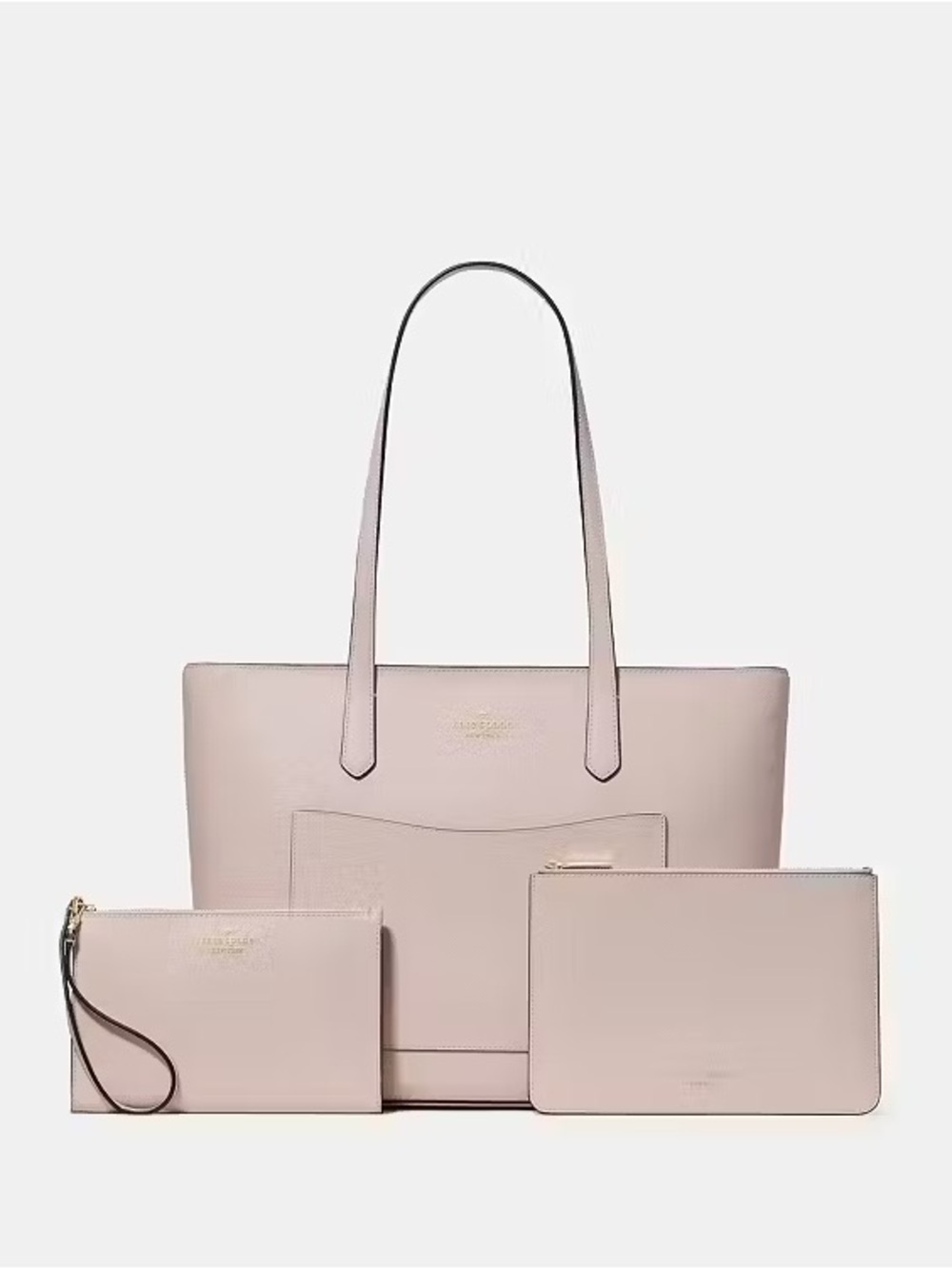 ♠️Kate Spade Staci Saffiano Tote , Wristlet and Zip Pouch 3 Piece Set, Pink NWT